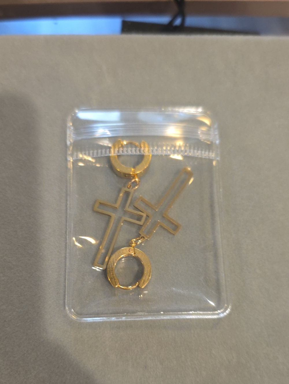 Gold Cross and Hoop Dangle Earrings - Women Jewelry